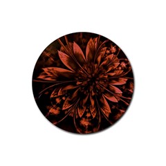 Fractal Painting Flower Texture Rubber Round Coaster (4 Pack)  by Pakrebo