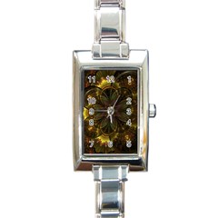 Fractal Flower Fall Gold Colorful Rectangle Italian Charm Watch by Pakrebo