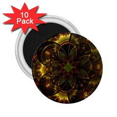 Fractal Flower Fall Gold Colorful 2 25  Magnets (10 Pack)  by Pakrebo