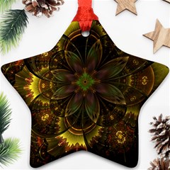 Fractal Flower Fall Gold Colorful Star Ornament (two Sides) by Pakrebo