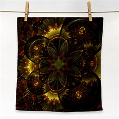 Fractal Flower Fall Gold Colorful Face Towel by Pakrebo