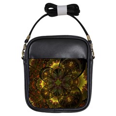 Fractal Flower Fall Gold Colorful Girls Sling Bag by Pakrebo