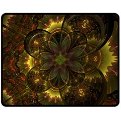 Fractal Flower Fall Gold Colorful Fleece Blanket (medium)  by Pakrebo