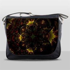 Fractal Flower Fall Gold Colorful Messenger Bag by Pakrebo