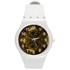 Fractal Flower Fall Gold Colorful Round Plastic Sport Watch (m) by Pakrebo