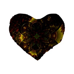 Fractal Flower Fall Gold Colorful Standard 16  Premium Heart Shape Cushions by Pakrebo