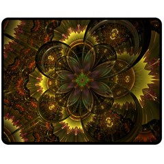 Fractal Flower Fall Gold Colorful Double Sided Fleece Blanket (medium)  by Pakrebo