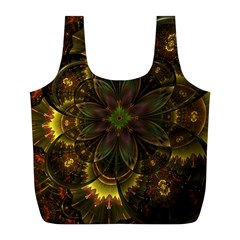 Fractal Flower Fall Gold Colorful Full Print Recycle Bag (l) by Pakrebo