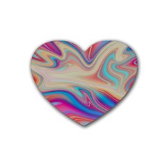 Multi Color Liquid Background Heart Coaster (4 Pack) 