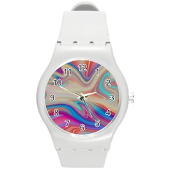 Multi Color Liquid Background Round Plastic Sport Watch (m) by Pakrebo