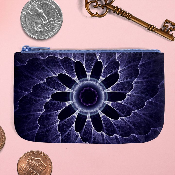 Fractal Feathers Blue Purple Large Coin Purse