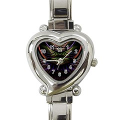 Fractal Colorful Pattern Fantasy Heart Italian Charm Watch by Pakrebo