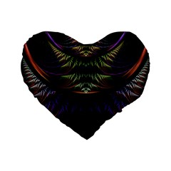 Fractal Colorful Pattern Fantasy Standard 16  Premium Flano Heart Shape Cushions by Pakrebo