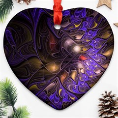 Fractal Purple Abstract Detail Heart Ornament (two Sides) by Pakrebo