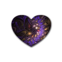 Fractal Purple Abstract Detail Rubber Coaster (heart) 