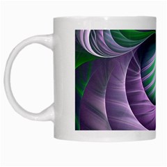 Purple Green Fractal Texture White Mugs by Pakrebo