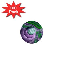 Purple Green Fractal Texture 1  Mini Buttons (100 Pack)  by Pakrebo