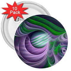 Purple Green Fractal Texture 3  Buttons (10 Pack)  by Pakrebo