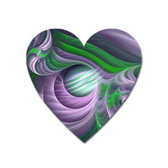 Purple Green Fractal Texture Heart Magnet by Pakrebo