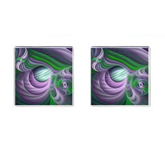 Purple Green Fractal Texture Cufflinks (square) by Pakrebo