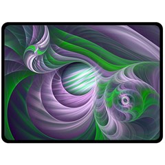 Purple Green Fractal Texture Double Sided Fleece Blanket (large)  by Pakrebo