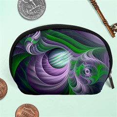 Purple Green Fractal Texture Accessory Pouch (large) by Pakrebo