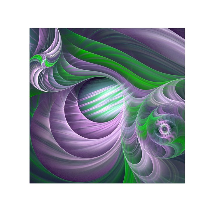 Purple Green Fractal Texture Small Satin Scarf (Square)