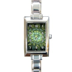 Fractal Green Gold Glowing Rectangle Italian Charm Watch