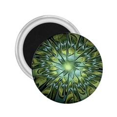 Fractal Green Gold Glowing 2 25  Magnets by Pakrebo