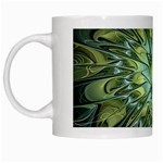 Fractal Green Gold Glowing White Mugs Left