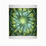 Fractal Green Gold Glowing White Mugs Center