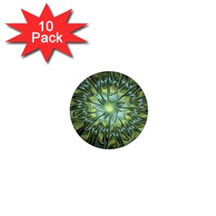 Fractal Green Gold Glowing 1  Mini Magnet (10 Pack)  by Pakrebo