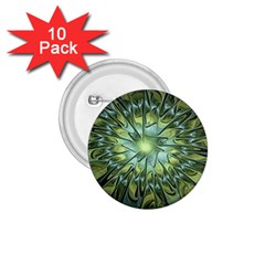 Fractal Green Gold Glowing 1 75  Buttons (10 Pack) by Pakrebo