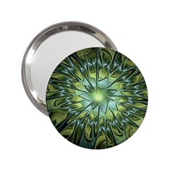 Fractal Green Gold Glowing 2.25  Handbag Mirrors