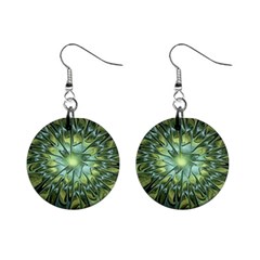 Fractal Green Gold Glowing Mini Button Earrings