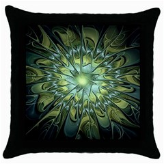 Fractal Green Gold Glowing Throw Pillow Case (Black)