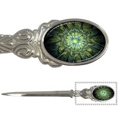 Fractal Green Gold Glowing Letter Opener by Pakrebo