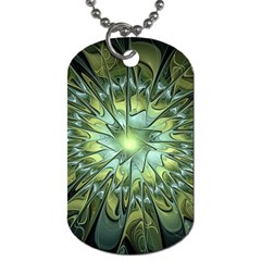 Fractal Green Gold Glowing Dog Tag (One Side)