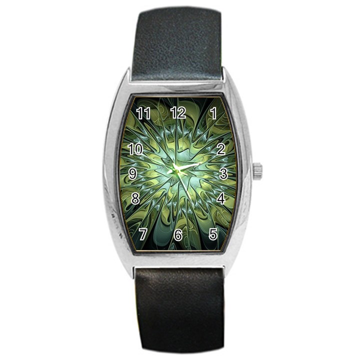 Fractal Green Gold Glowing Barrel Style Metal Watch