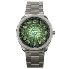 Fractal Green Gold Glowing Sport Metal Watch