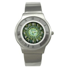 Fractal Green Gold Glowing Stainless Steel Watch