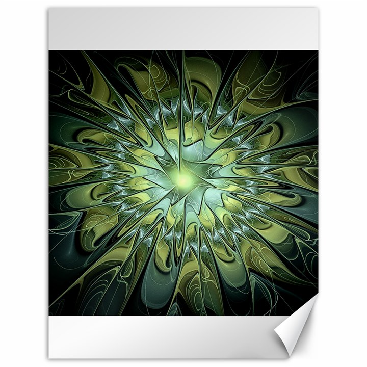 Fractal Green Gold Glowing Canvas 12  x 16 