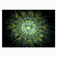 Fractal Green Gold Glowing Large Glasses Cloth by Pakrebo