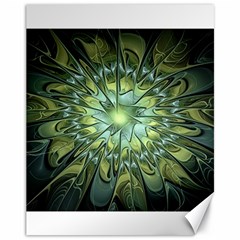 Fractal Green Gold Glowing Canvas 11  x 14 