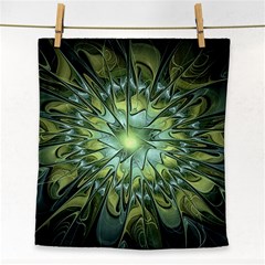 Fractal Green Gold Glowing Face Towel