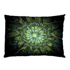 Fractal Green Gold Glowing Pillow Case