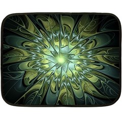 Fractal Green Gold Glowing Fleece Blanket (Mini)