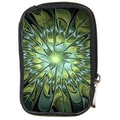 Fractal Green Gold Glowing Compact Camera Leather Case