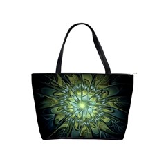 Fractal Green Gold Glowing Classic Shoulder Handbag