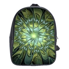 Fractal Green Gold Glowing School Bag (Large)